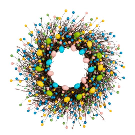 24" Artificial Easter Egg Twig Wreath